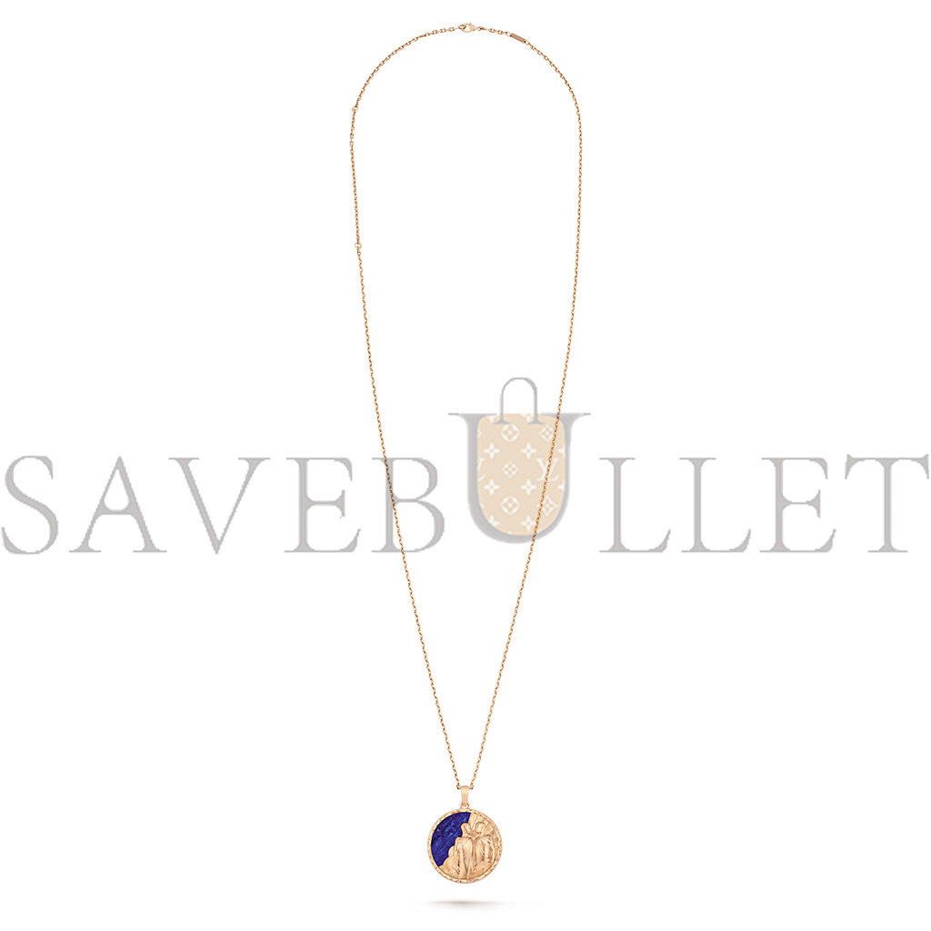 V*N CL*F arpels zodiaque long necklace geminorum (gemini) - rose gold, lapis lazuli    vcarp9rd00